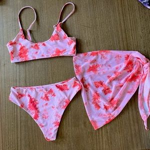 Tie-dye pink bikini with cover up